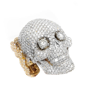 Y/W Diamond Skull Ring 10.06 ctw